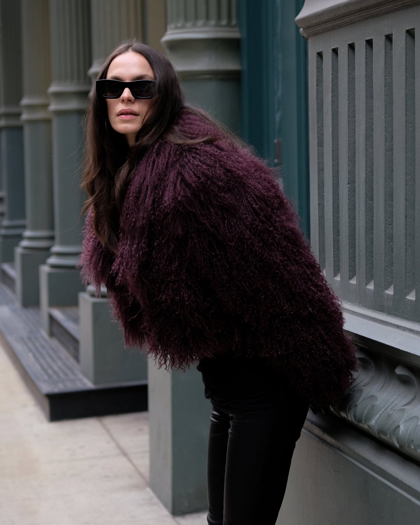 Cropped Plum Coat
