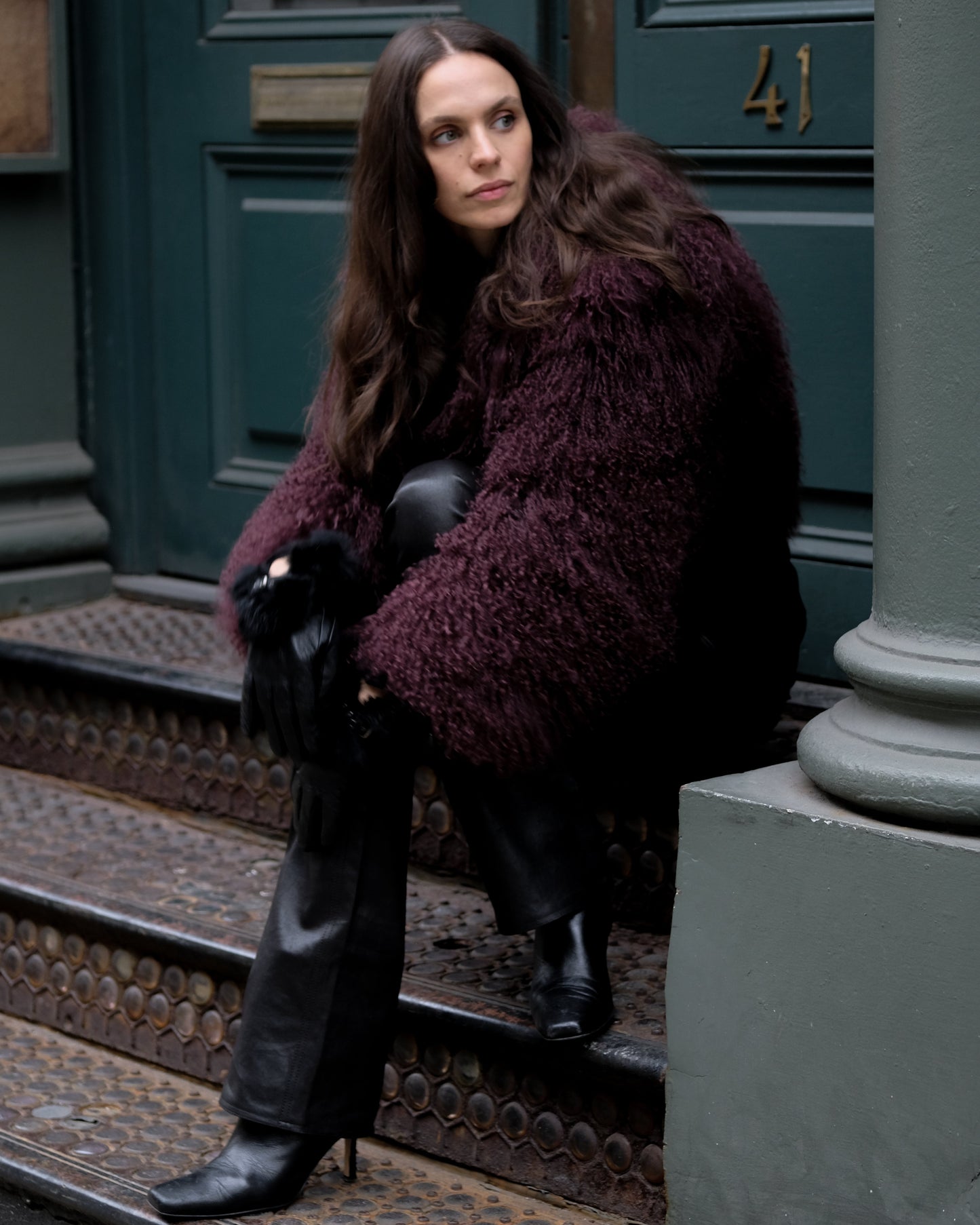 Cropped Plum Coat