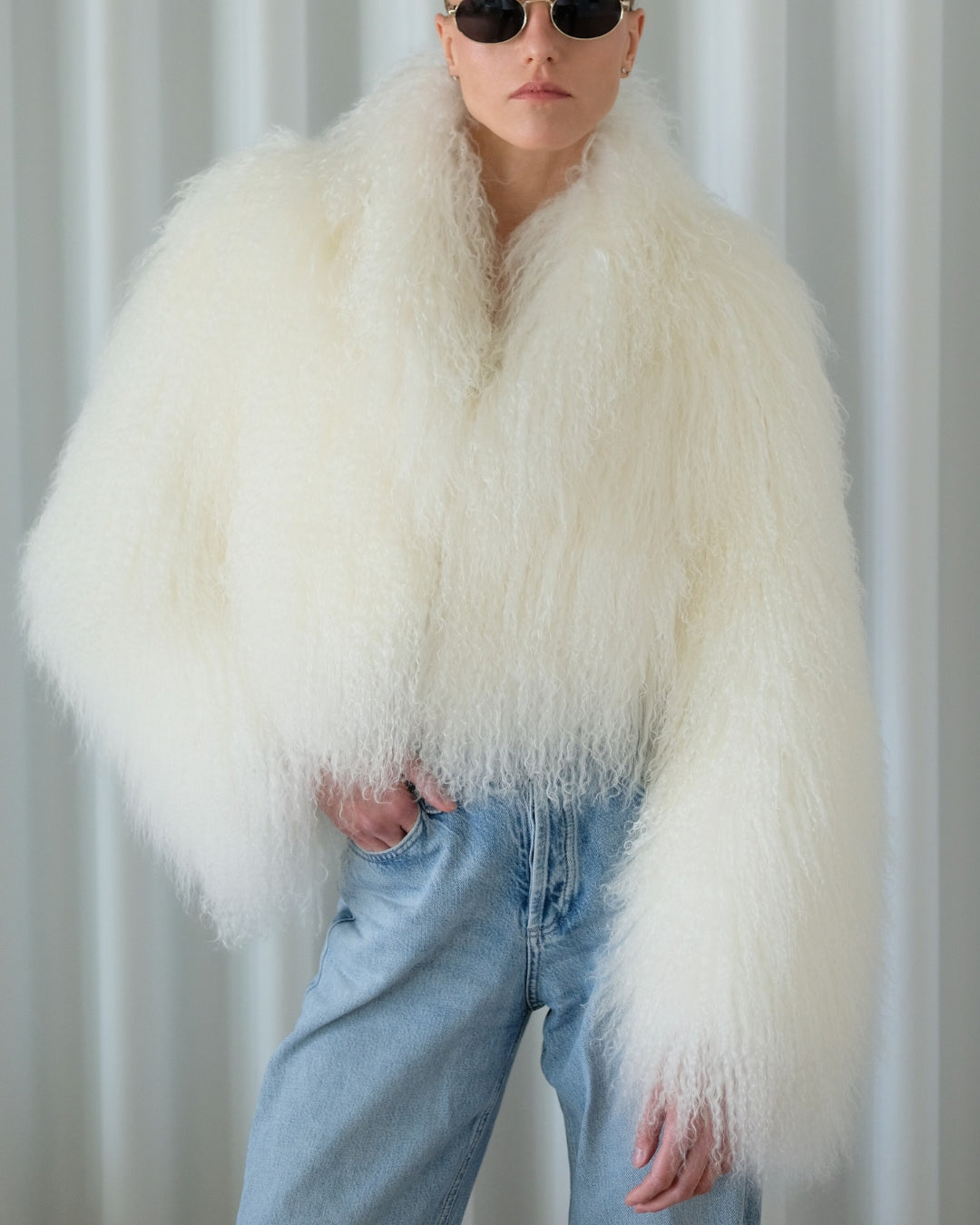 Cropped Off White Coat