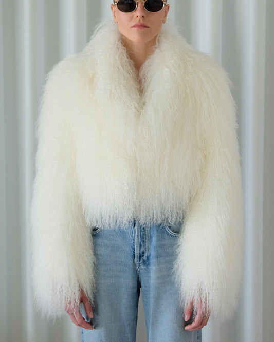 Cropped Off White Coat